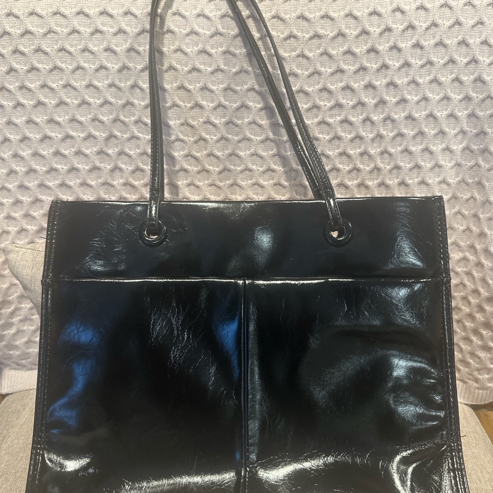 Antik Kraft Black leather structured tote